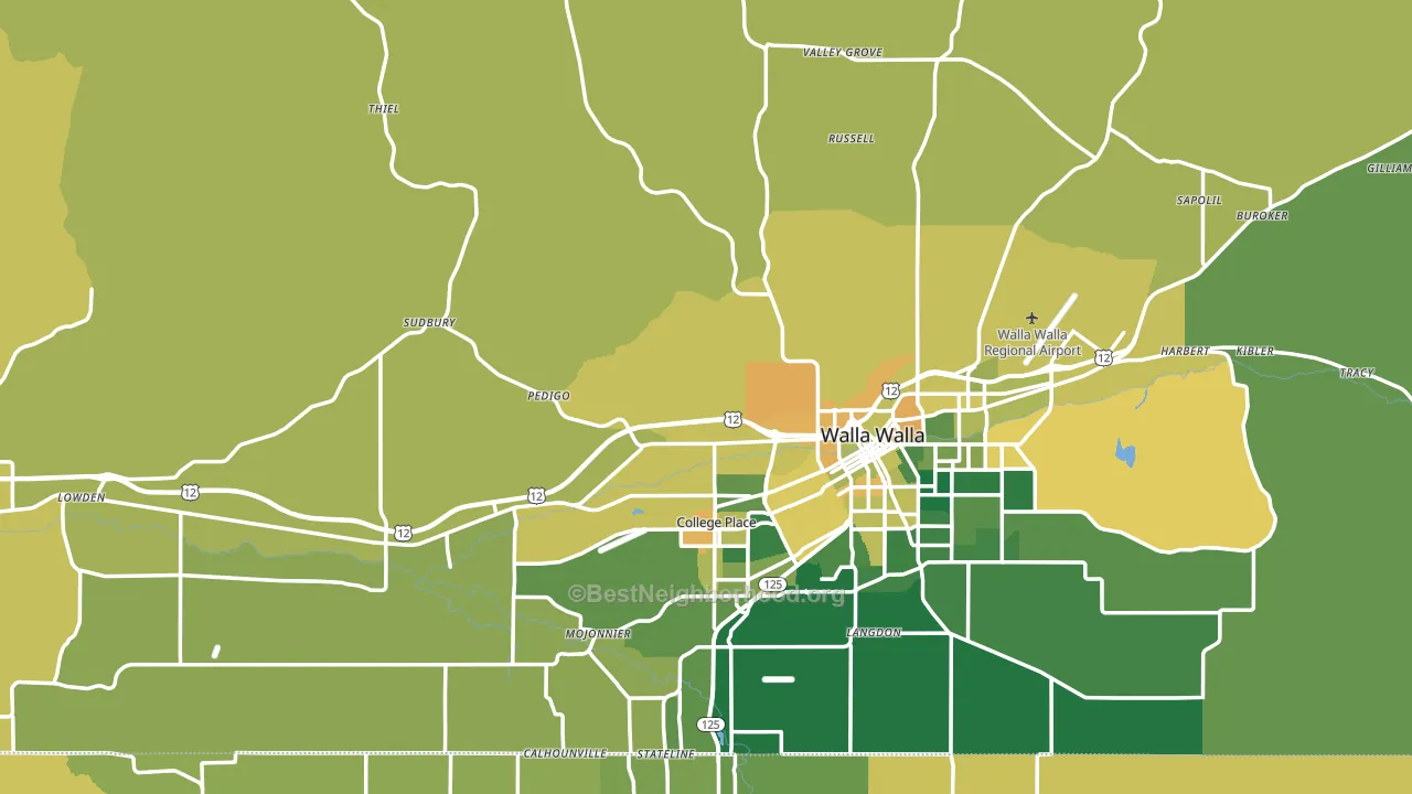 Walla Walla County, WA block-group voter-turnout map