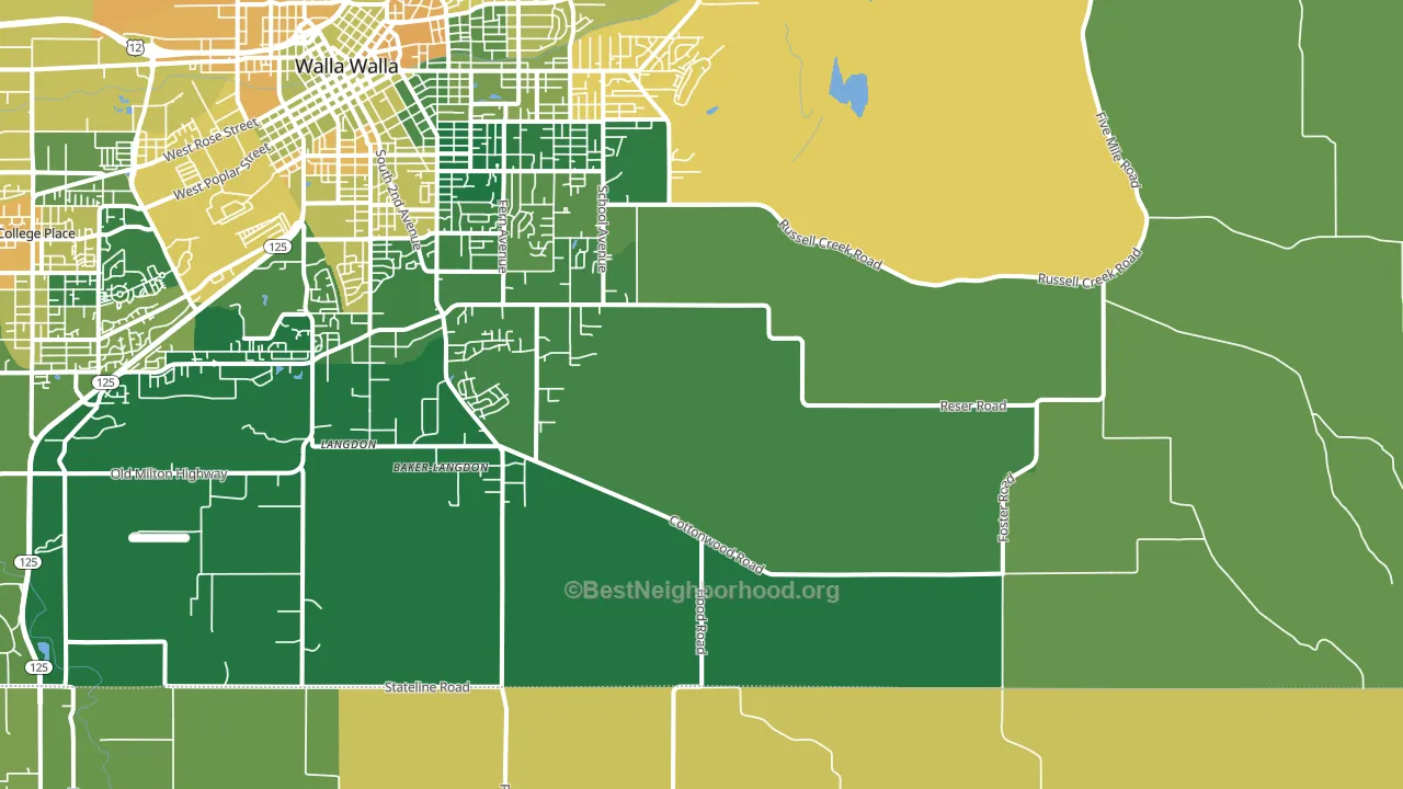 Walla Walla East, WA block-group voter-turnout map