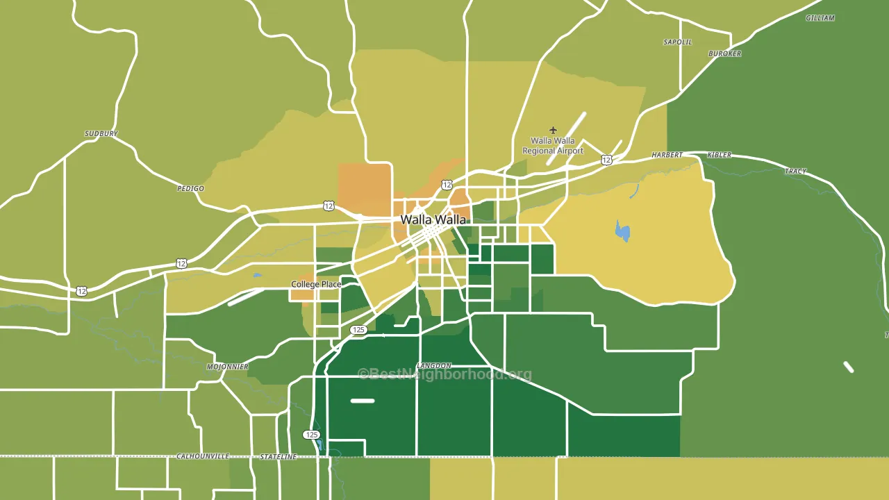 Walla Walla, WA block-group voter-turnout map