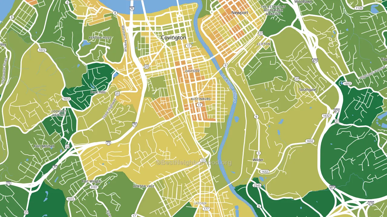 Wallace Woods, Covington, KY block-group voter-turnout map