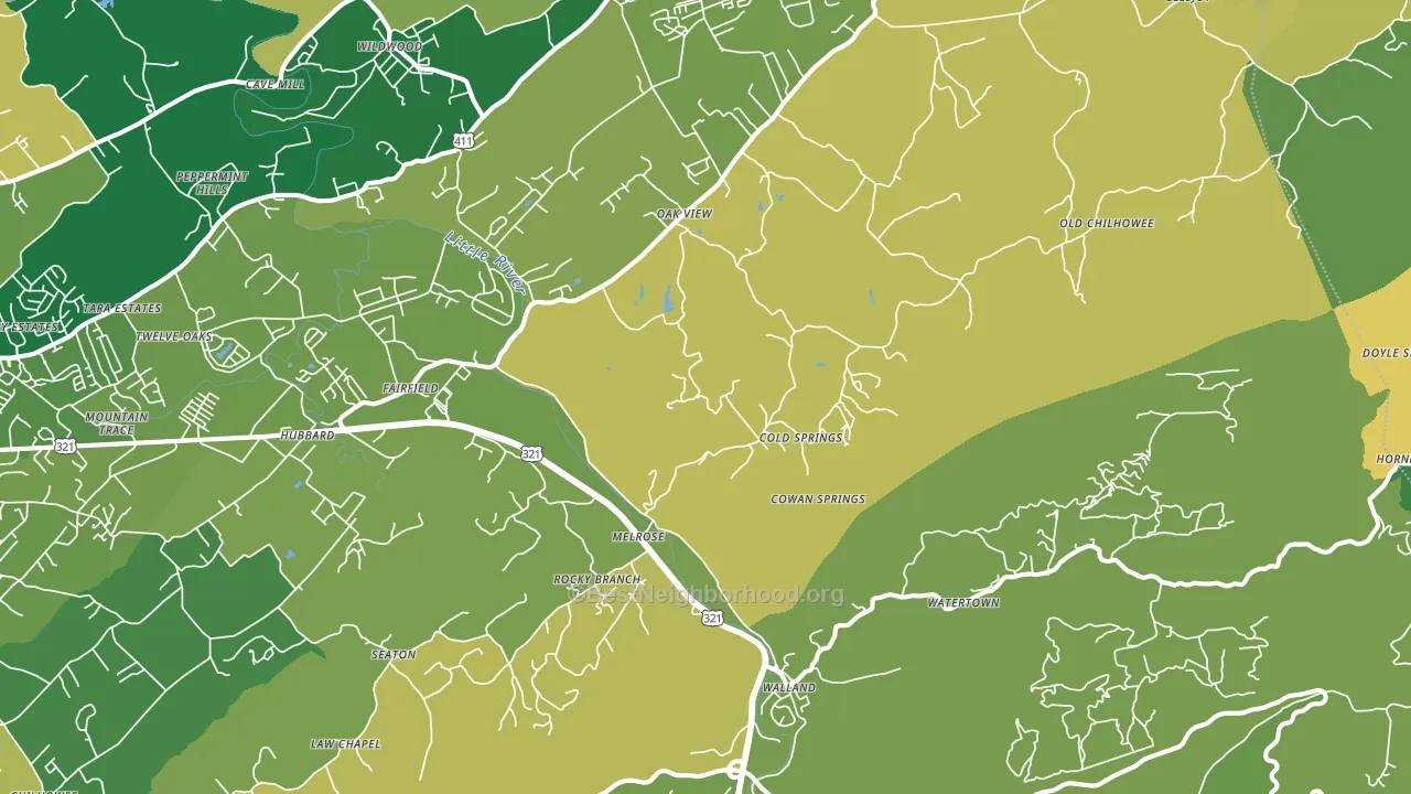Walland, TN block-group voter-turnout map