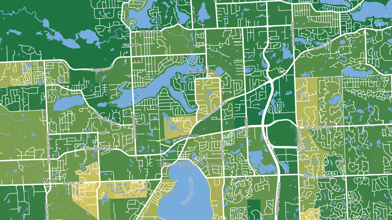 Walled Lake, MI block-group voter-turnout map