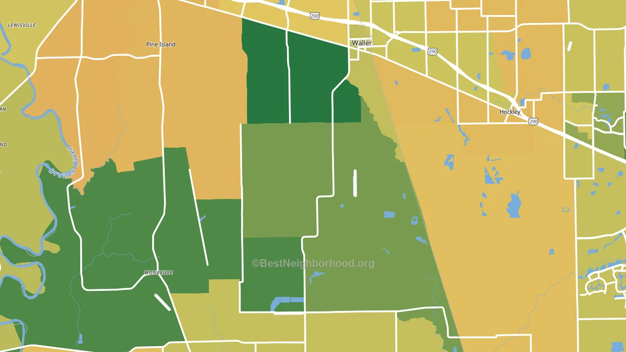Waller County, TX block-group voter-turnout map