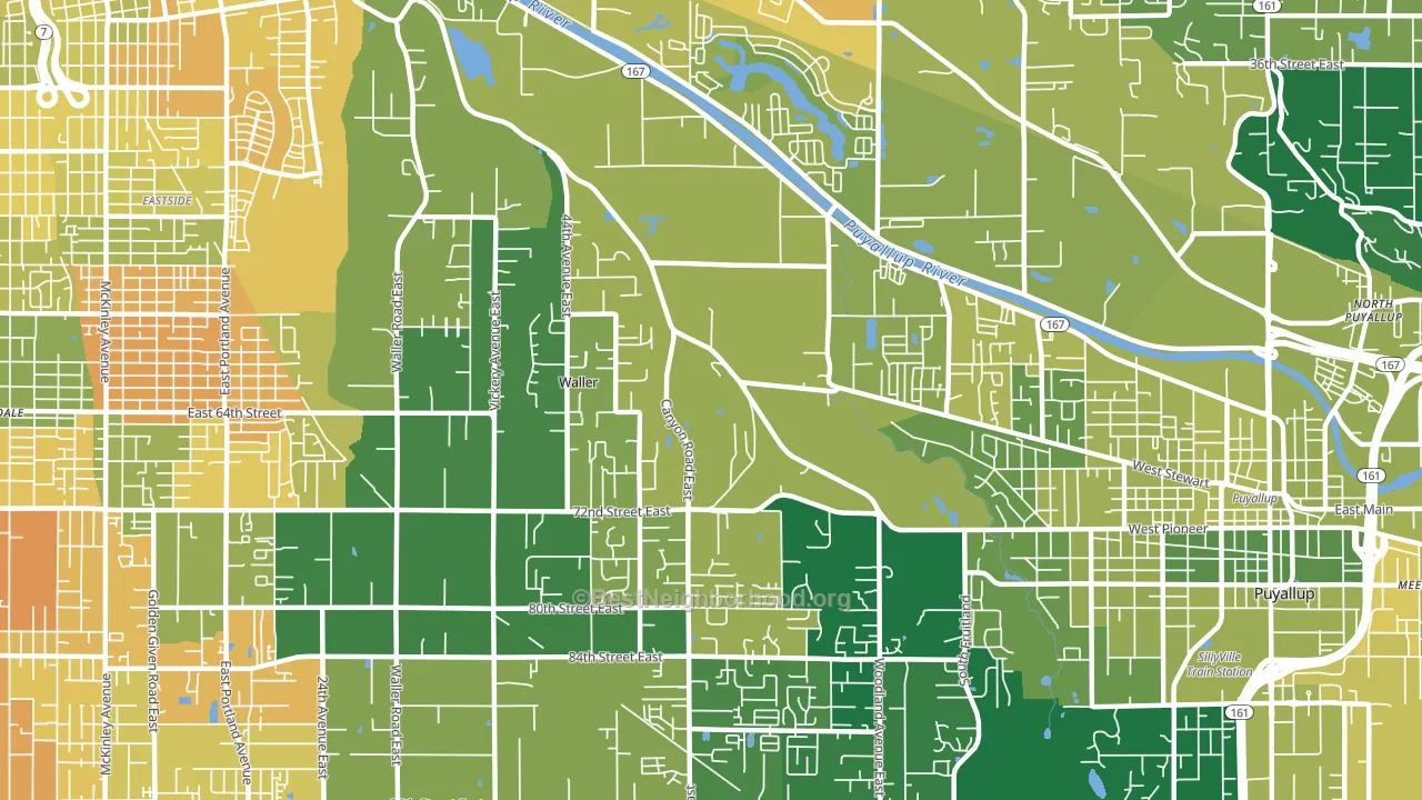 Waller, Tacoma, WA block-group voter-turnout map