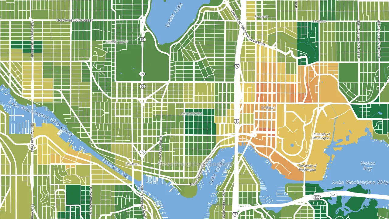 Wallingford, Seattle, WA block-group voter-turnout map