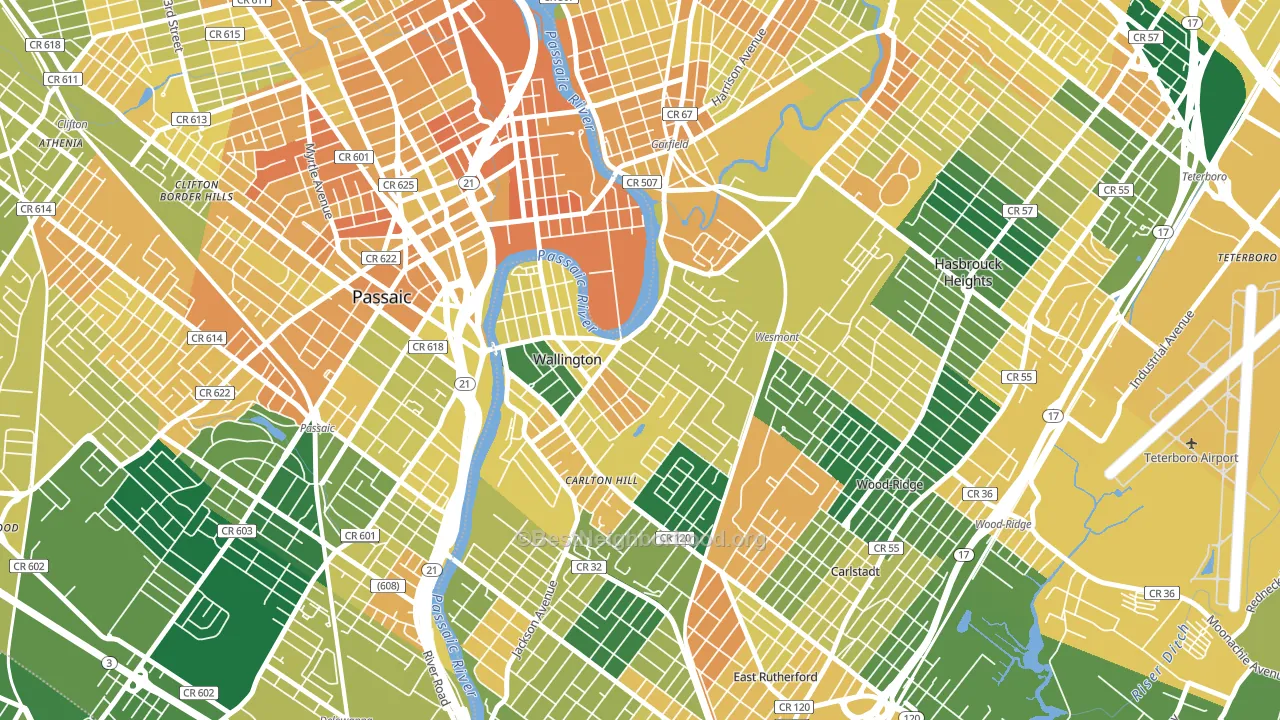 Wallington, NJ block-group voter-turnout map