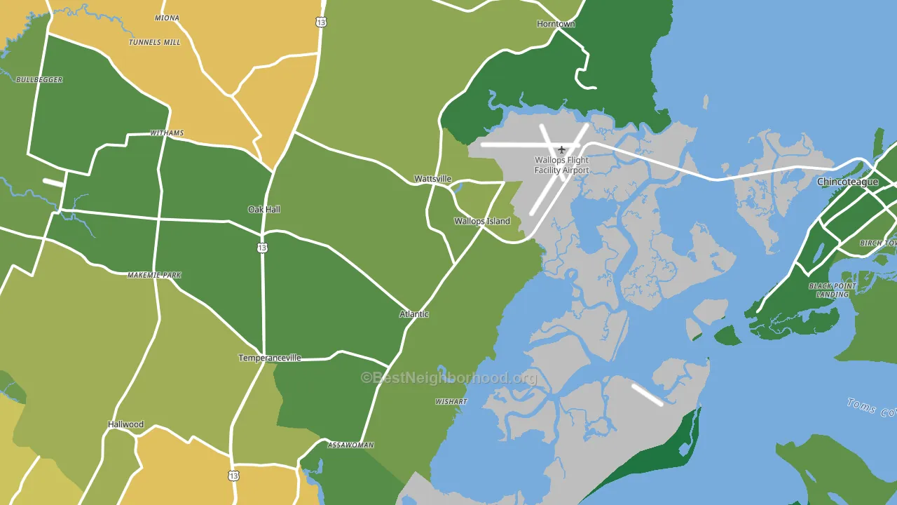 Wallops Island, VA block-group voter-turnout map