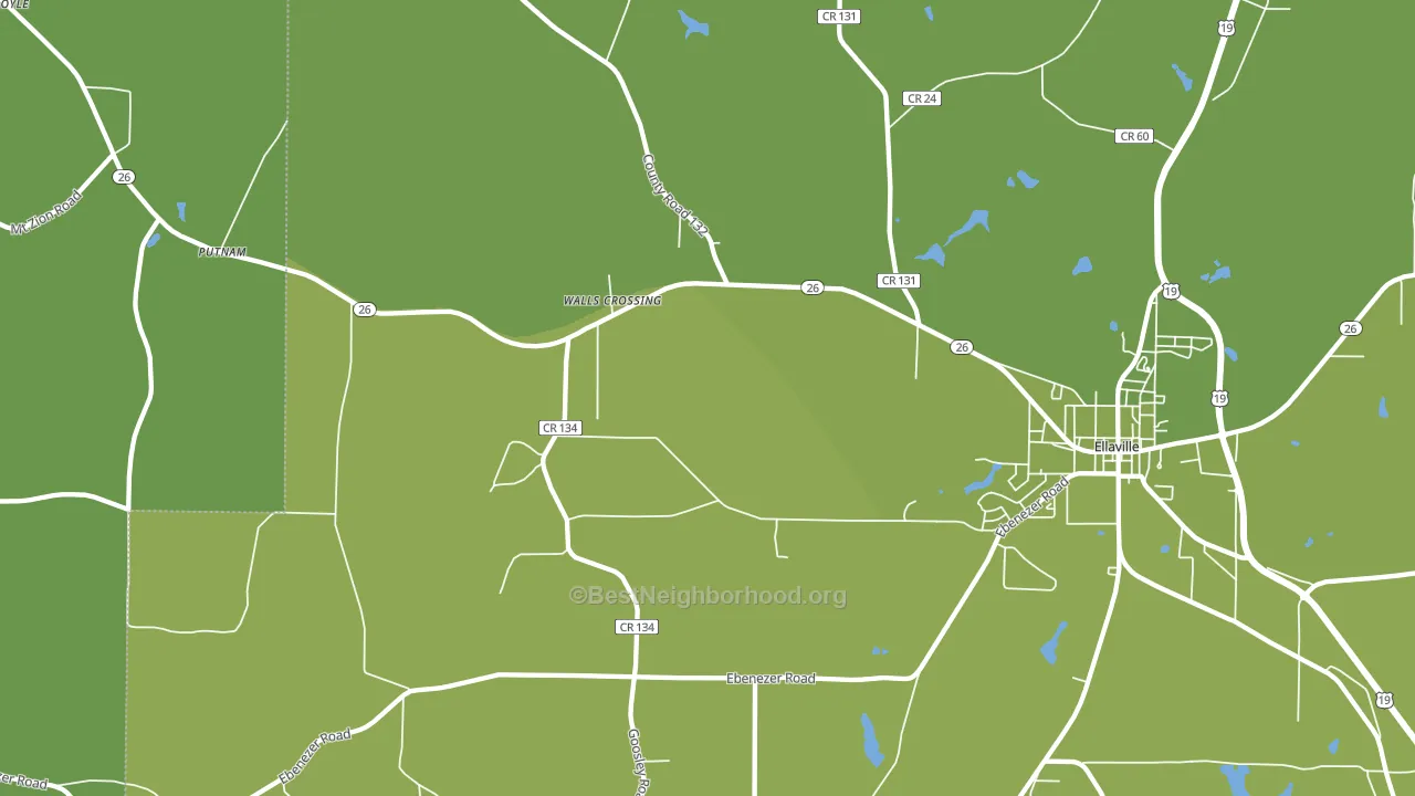 Walls Crossing, GA block-group voter-turnout map
