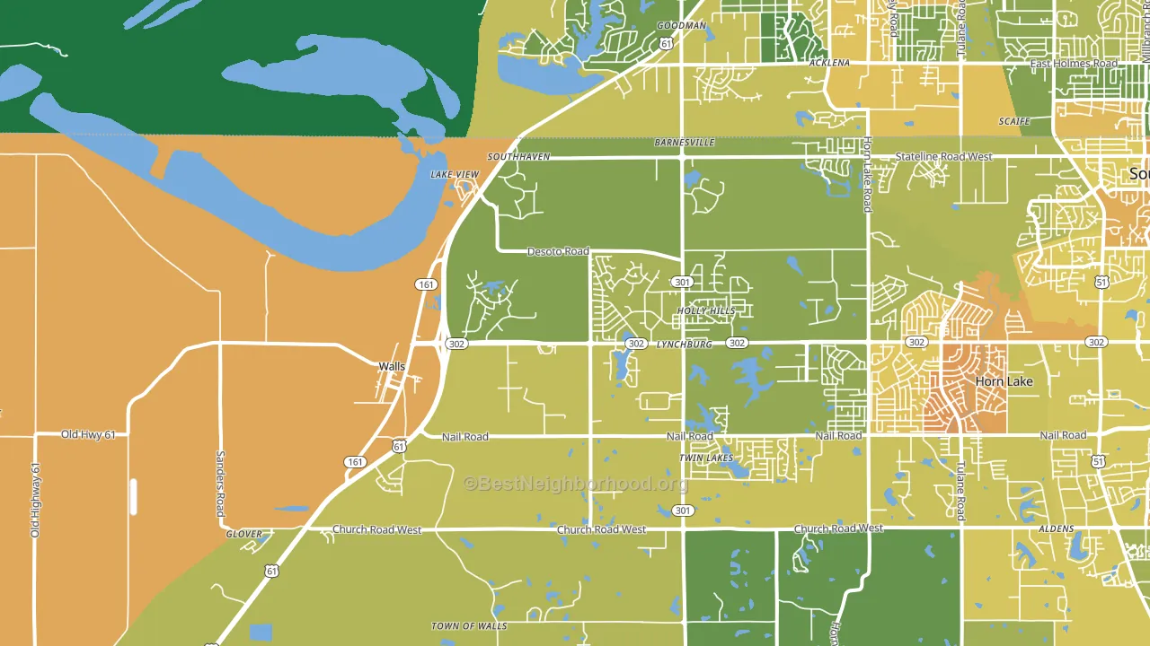 Walls, MS block-group voter-turnout map