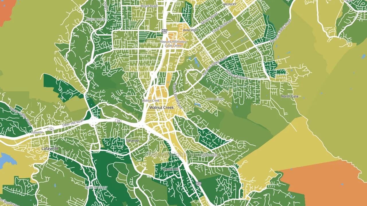 Walnut Creek, CA block-group voter-turnout map
