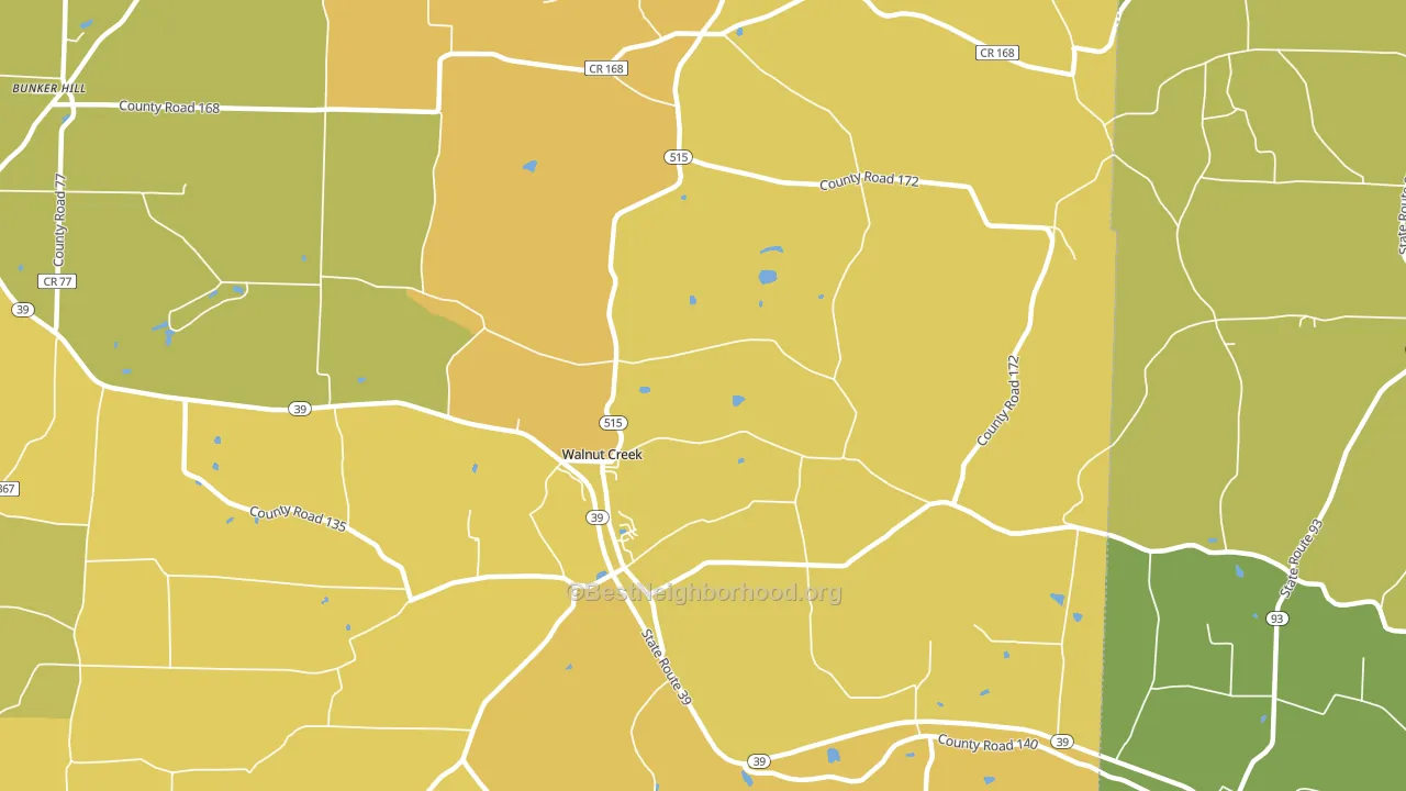 Walnut Creek, OH block-group voter-turnout map