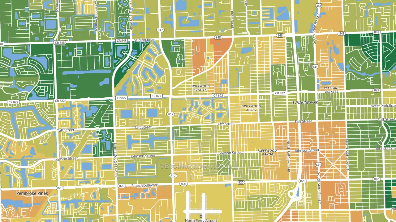 Walnut Creek, Pembroke Pines, FL block-group voter-turnout map