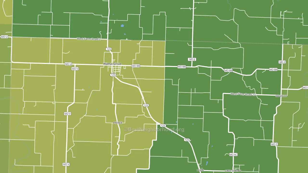 Walnut Grove, MO block-group voter-turnout map