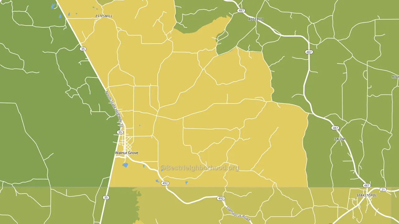 Walnut Grove, MS block-group voter-turnout map