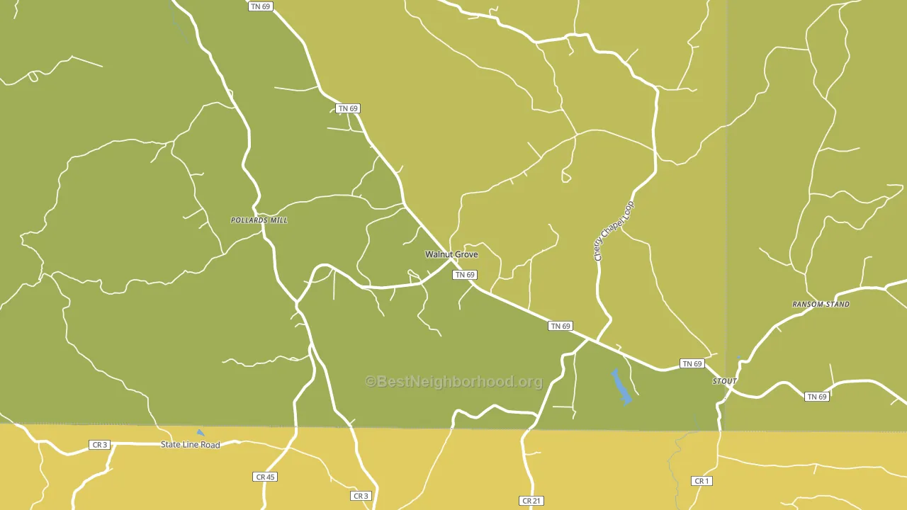 Walnut Grove, TN block-group voter-turnout map