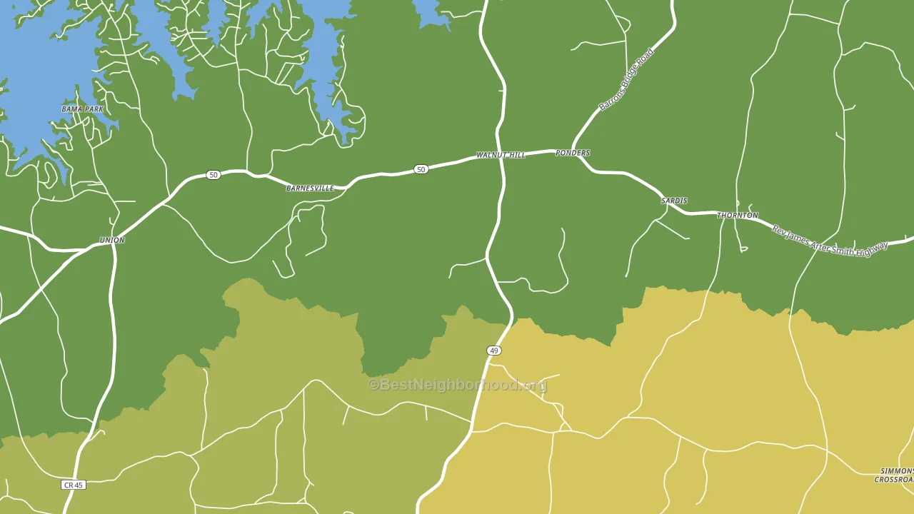 Walnut Hill, AL block-group voter-turnout map