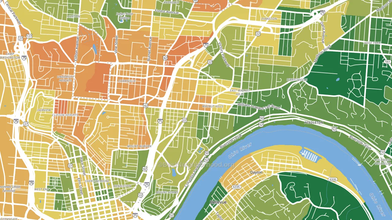 Walnut Hills, Cincinnati, OH block-group voter-turnout map