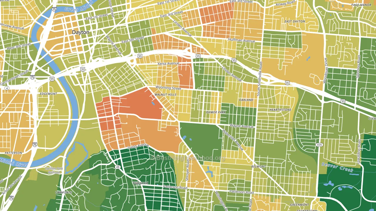 Walnut Hills-Dayton, Dayton, OH block-group voter-turnout map