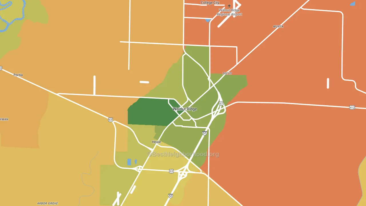 Walnut Ridge, AR block-group voter-turnout map
