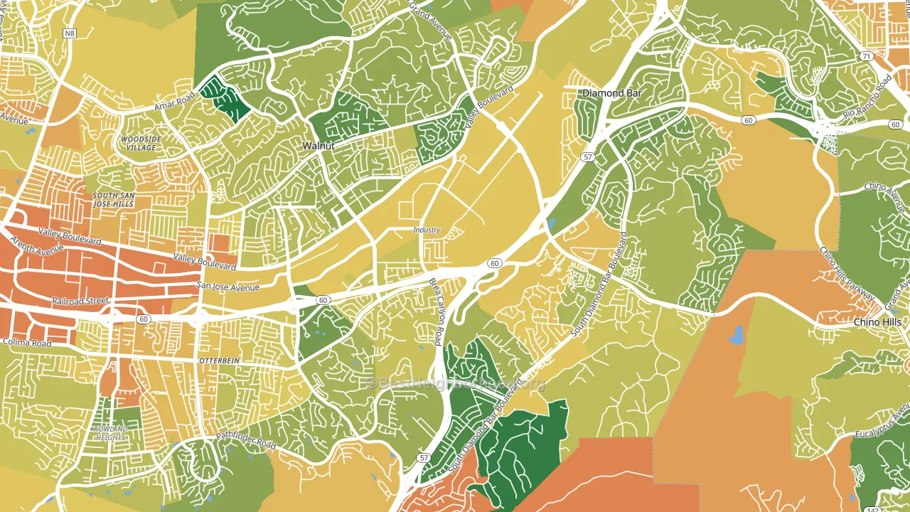 Walnut Valley, Diamond Bar, CA block-group voter-turnout map