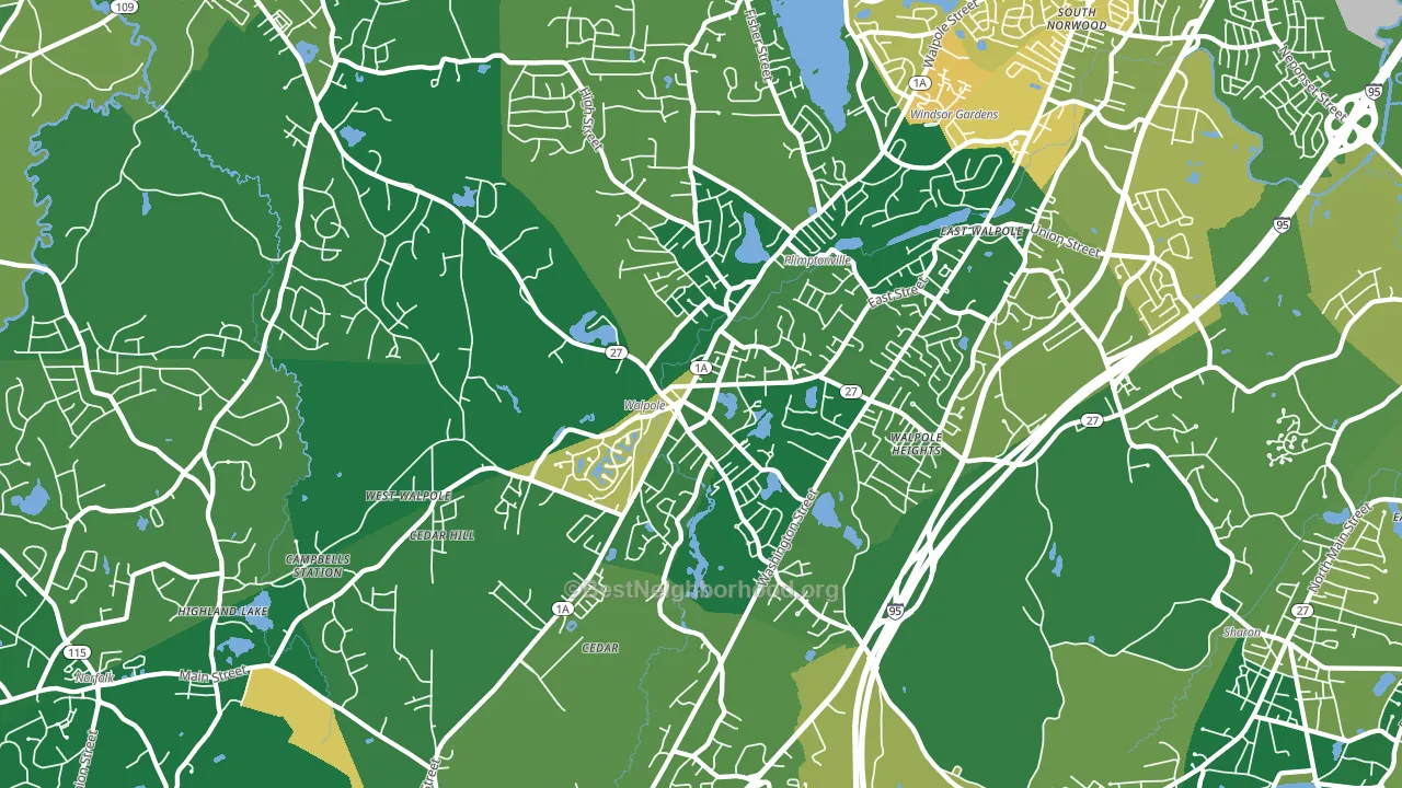 Walpole, MA block-group voter-turnout map
