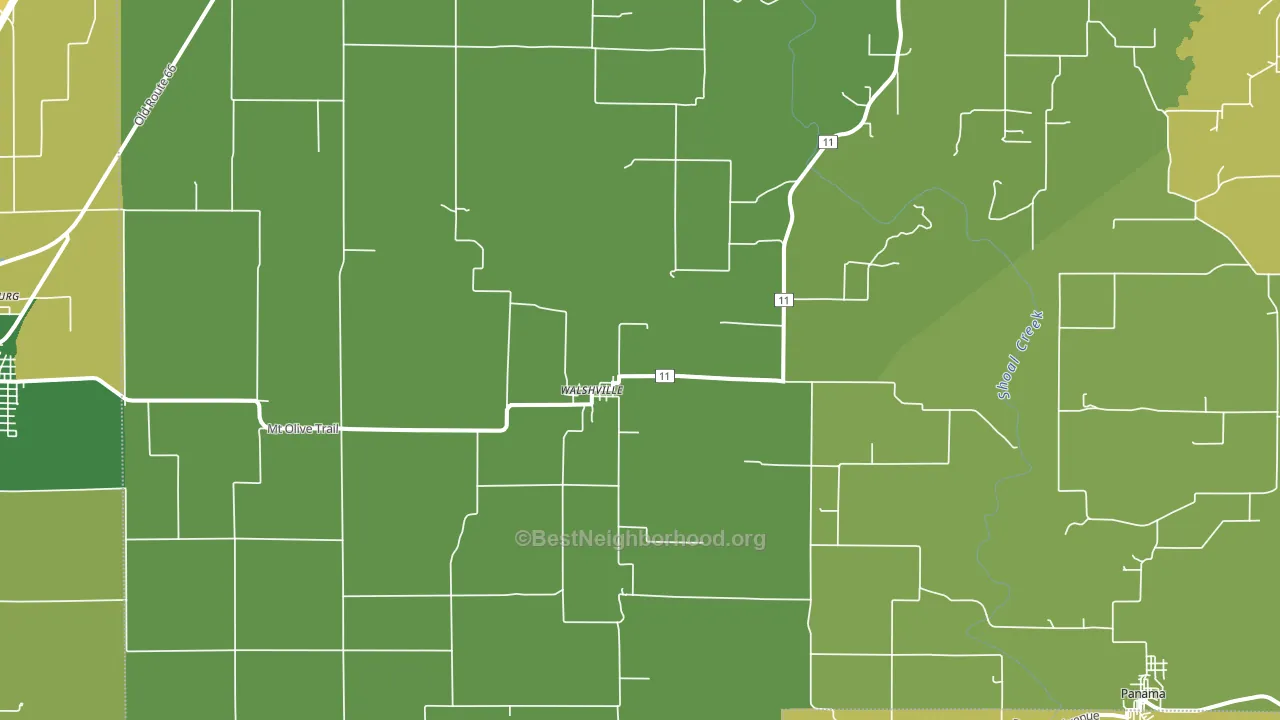 Walshville, IL block-group voter-turnout map