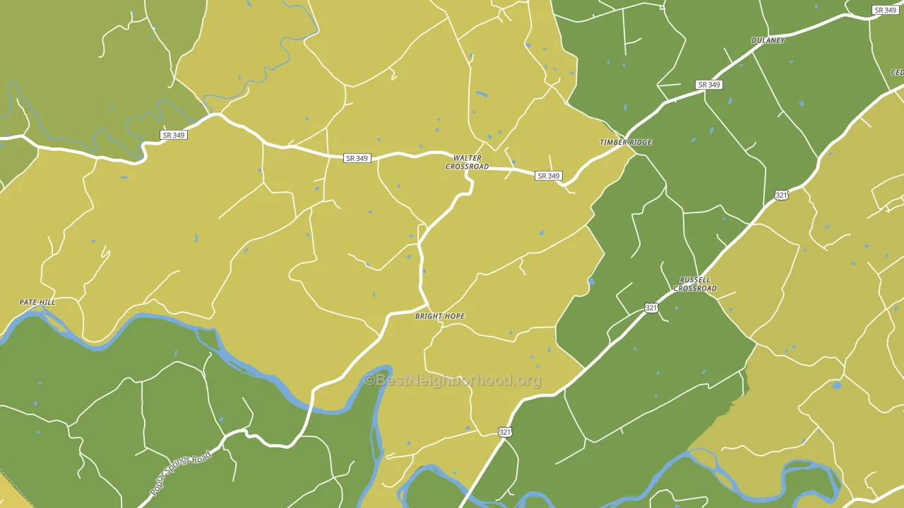 Walter Crossroad, TN block-group voter-turnout map