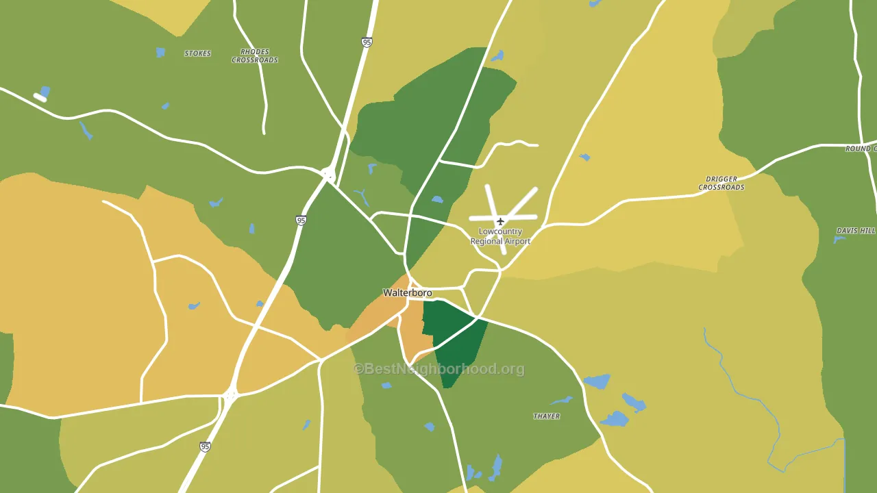 Walterboro, SC block-group voter-turnout map