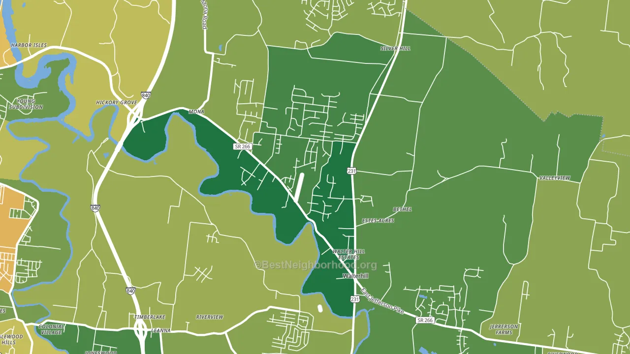 Walterhill, TN block-group voter-turnout map