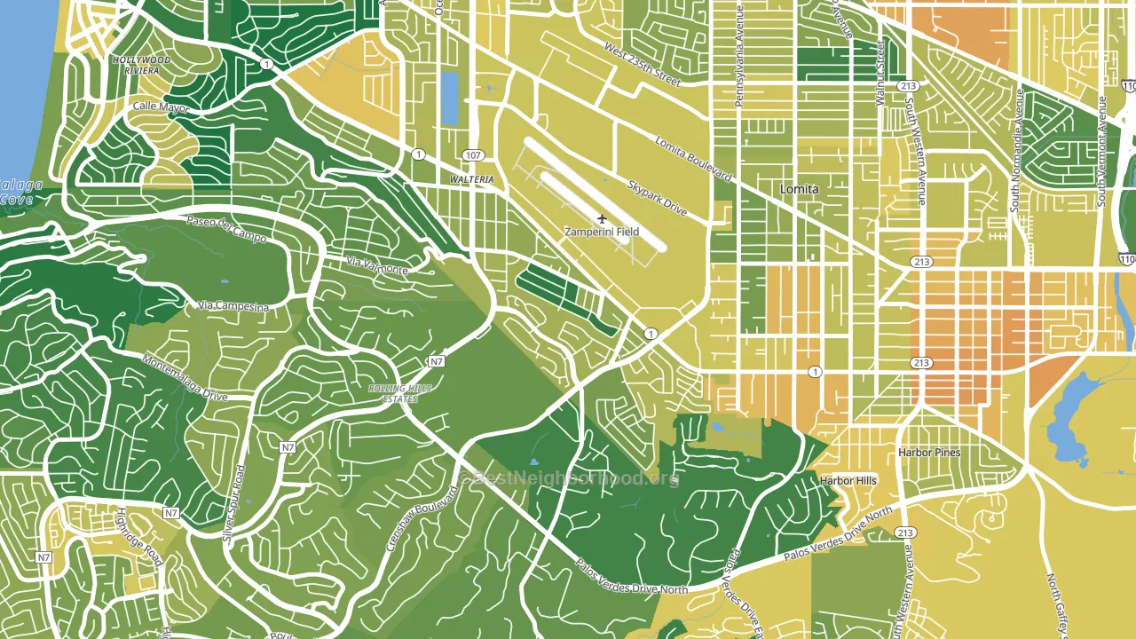 Walteria, Torrance, CA block-group voter-turnout map