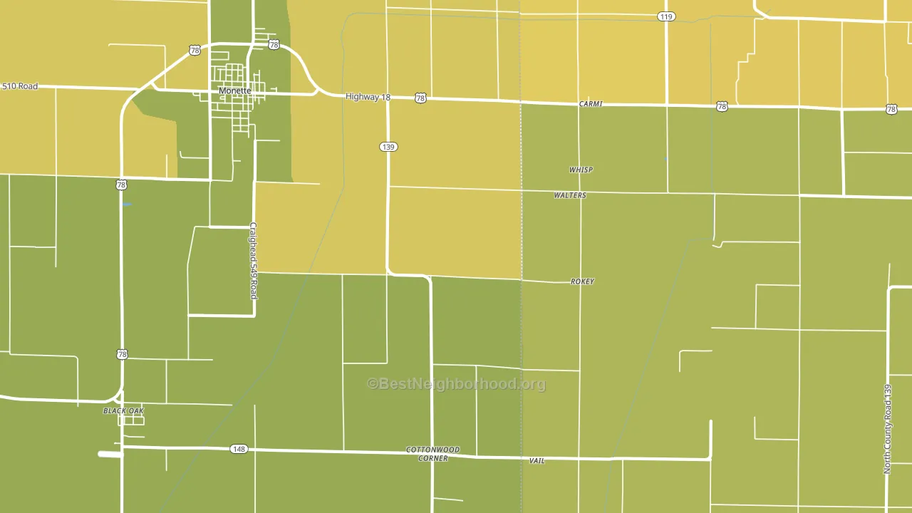 Walters, AR block-group voter-turnout map