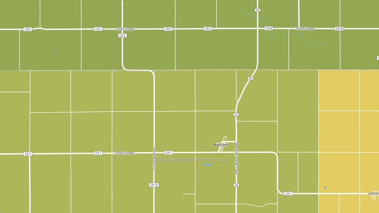 Waltham, MN block-group voter-turnout map