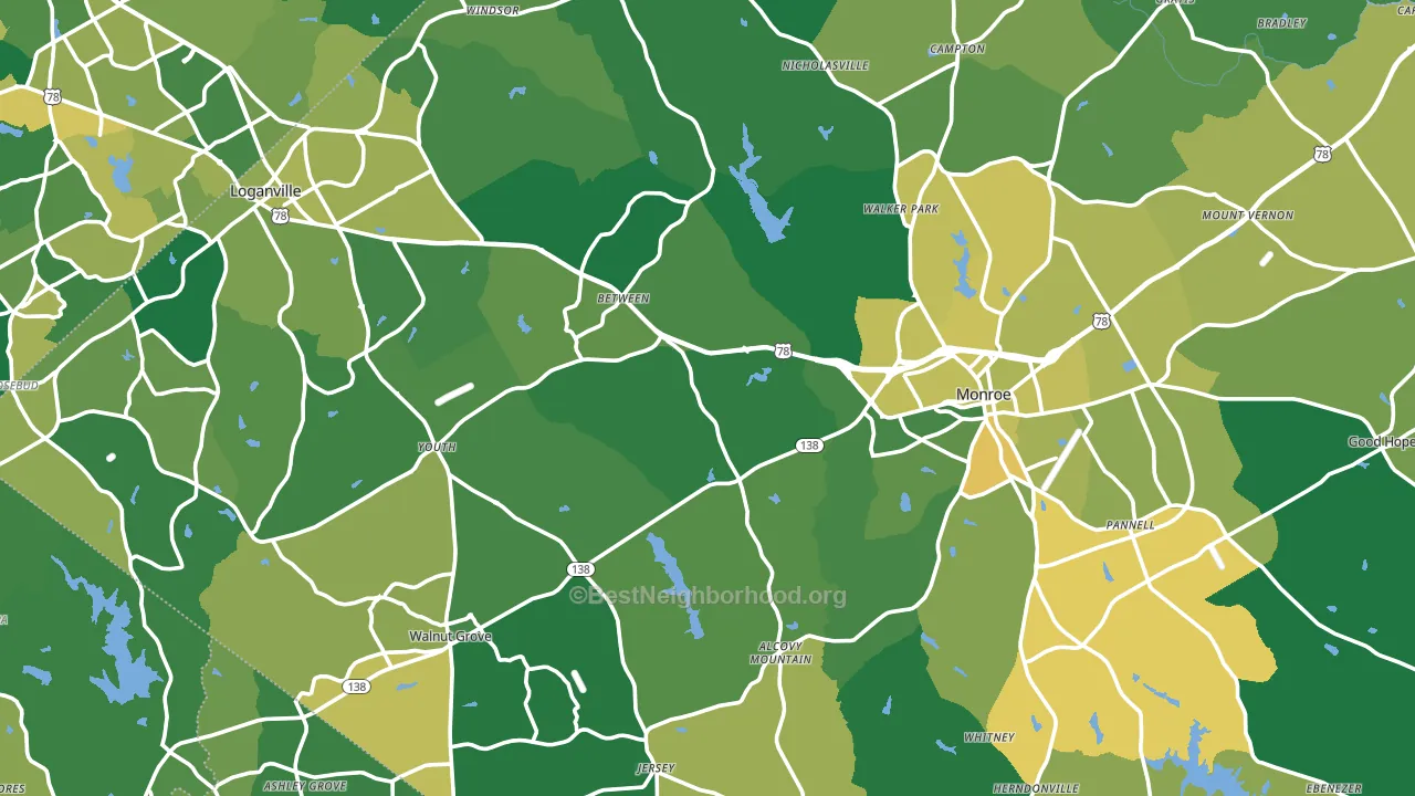 Walton County, GA block-group voter-turnout map