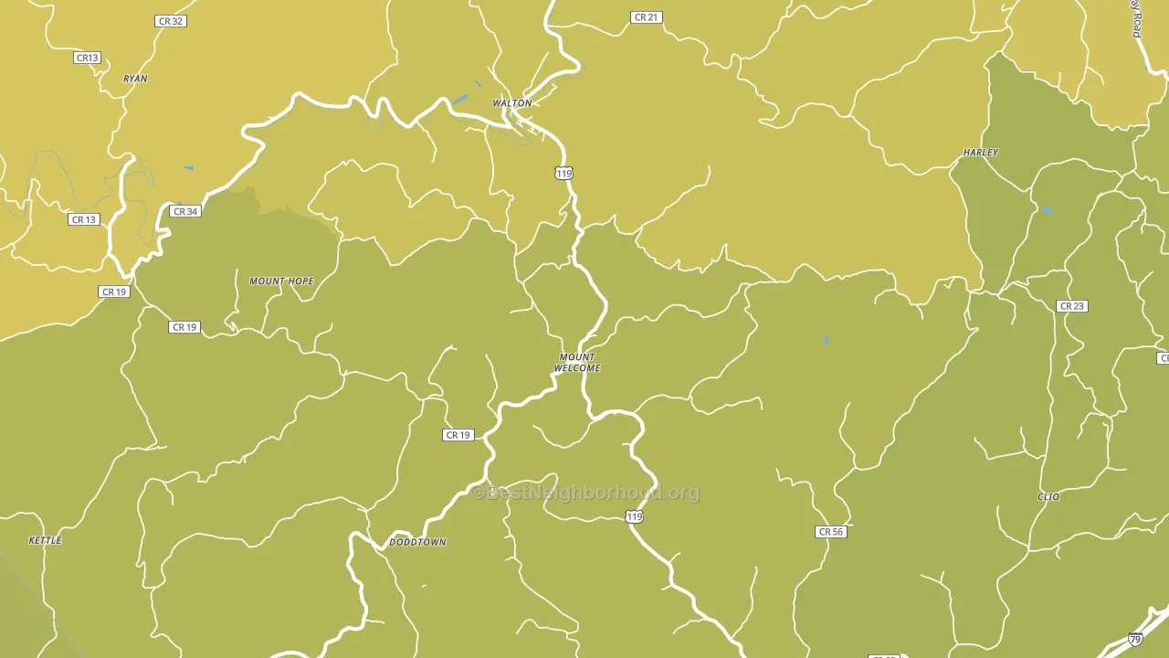 Walton, WV block-group voter-turnout map