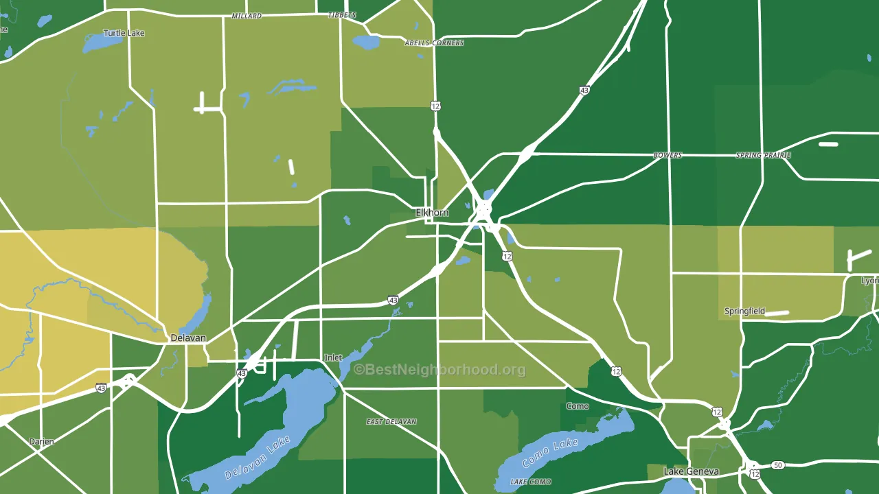 Walworth County, WI block-group voter-turnout map