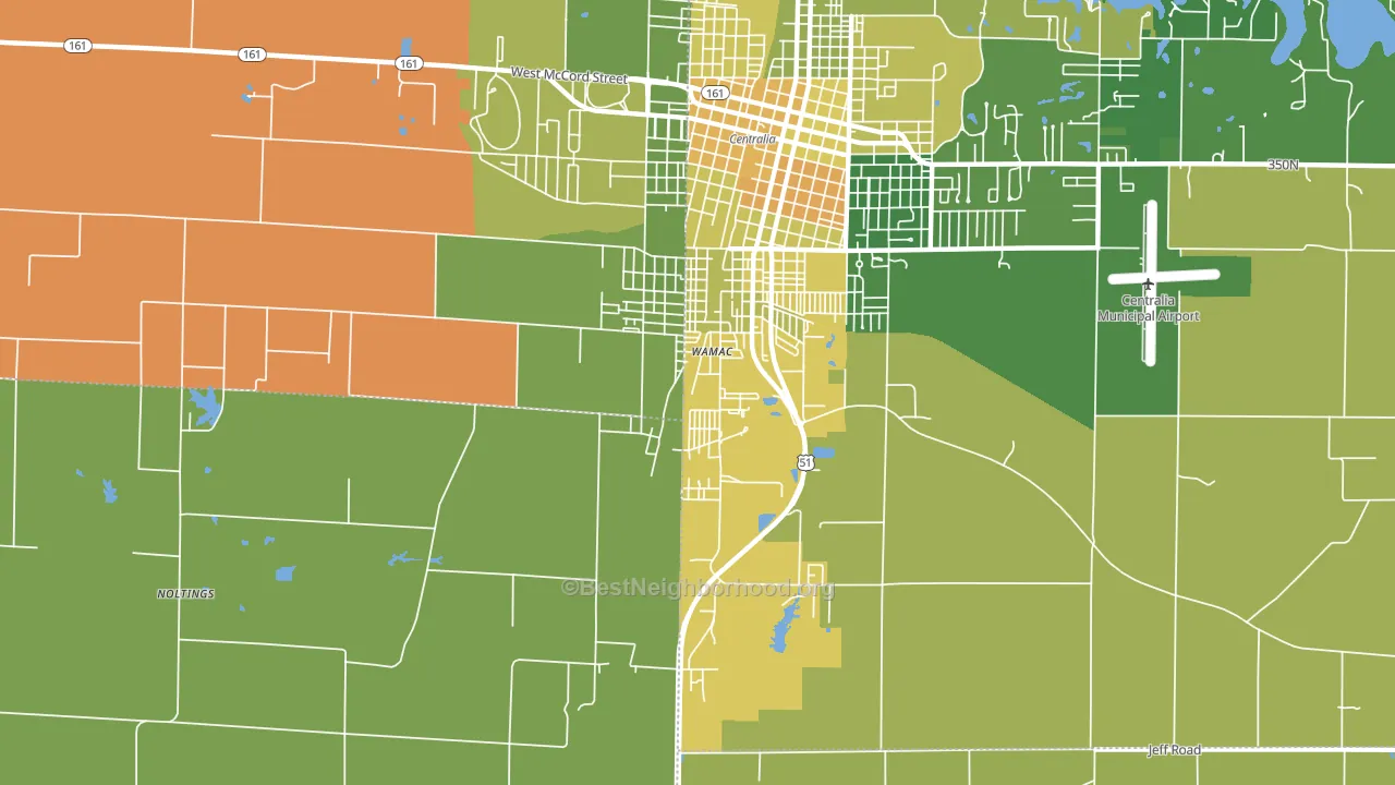 Wamac, IL block-group voter-turnout map