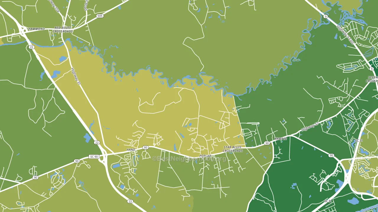 Wampee, SC block-group voter-turnout map
