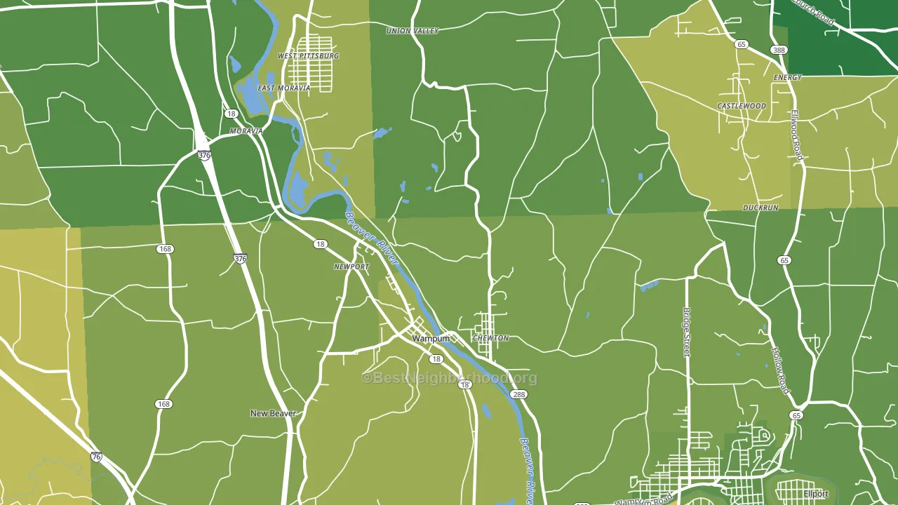 Wampum, PA block-group voter-turnout map