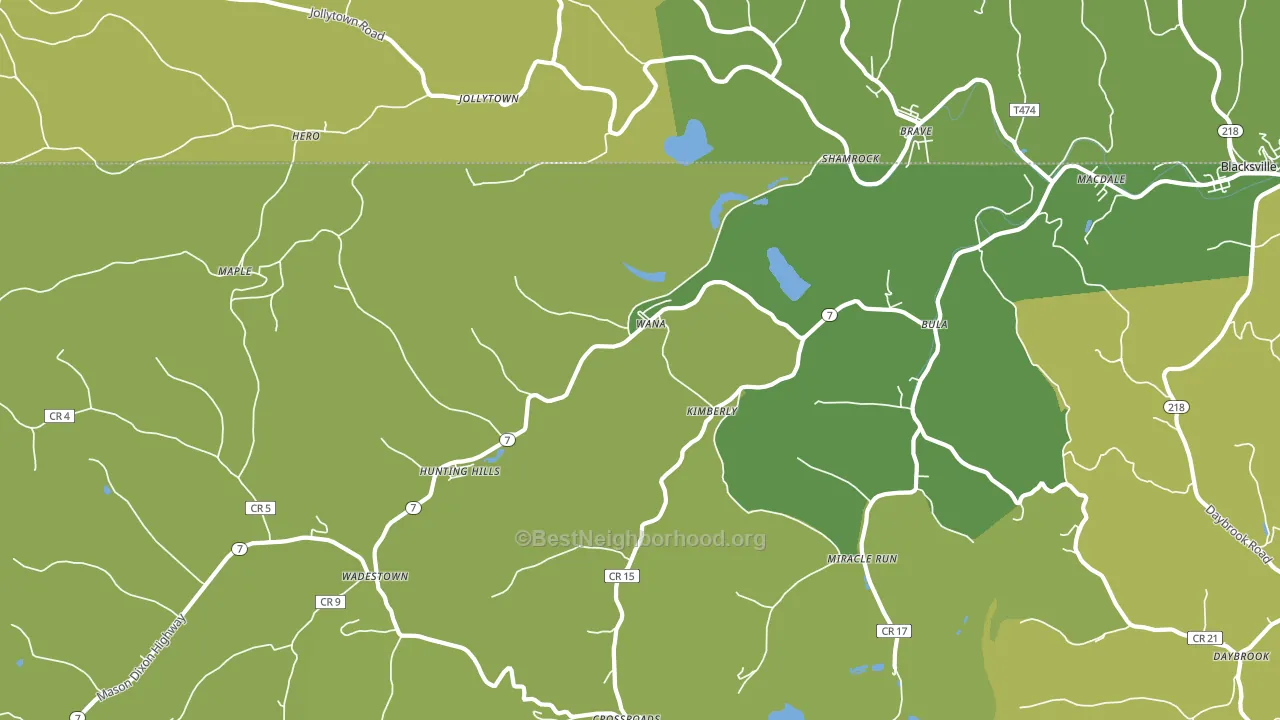 Wana, WV block-group voter-turnout map
