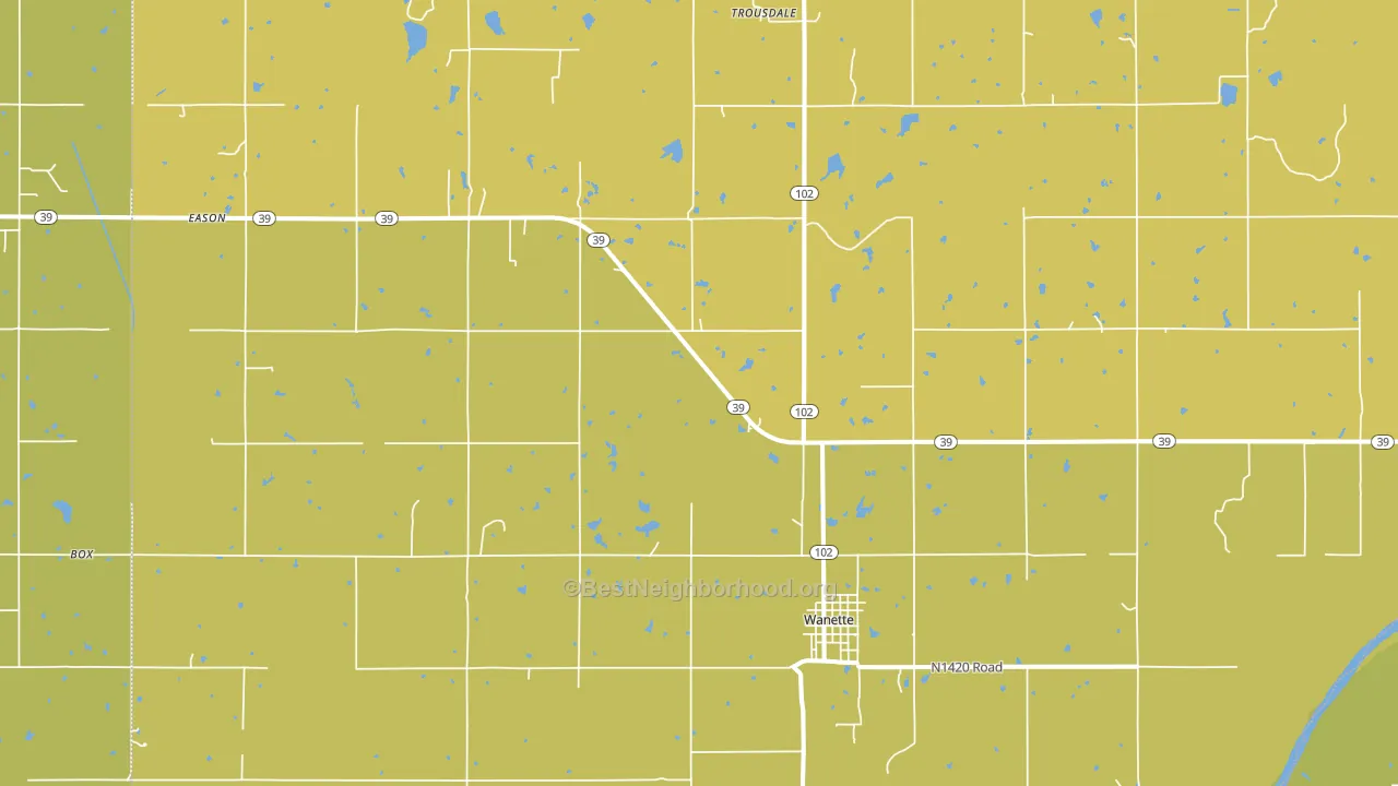 Wanette, OK block-group voter-turnout map