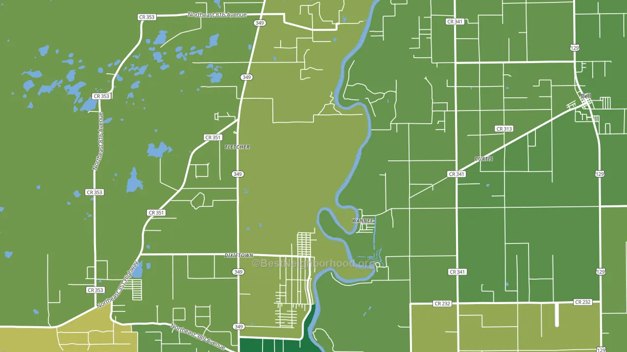 Wannee, FL block-group voter-turnout map