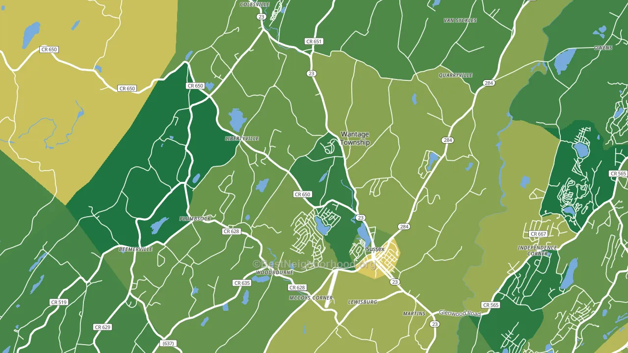 Wantage, NJ block-group voter-turnout map
