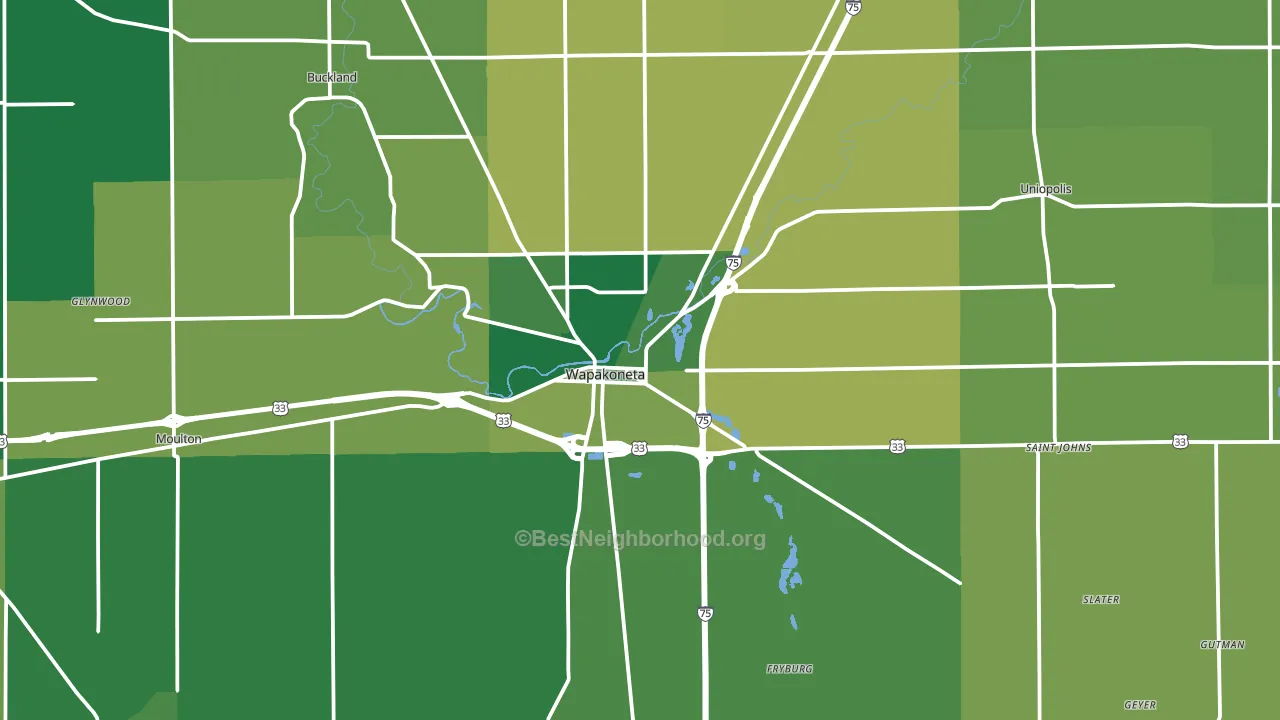 Wapakoneta, OH block-group voter-turnout map