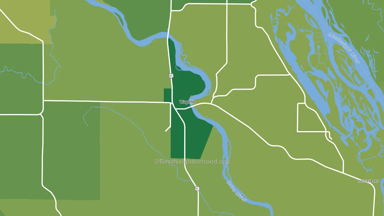 Wapello, IA block-group voter-turnout map