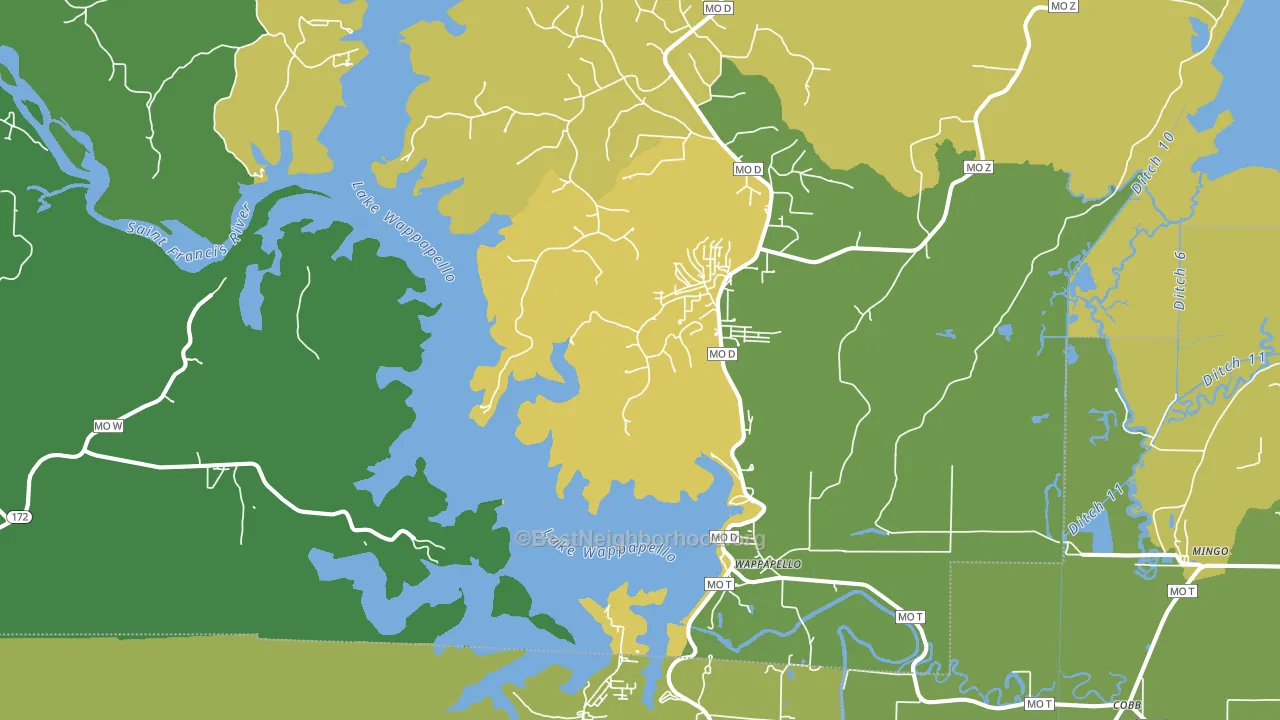 Wappapello, MO block-group voter-turnout map