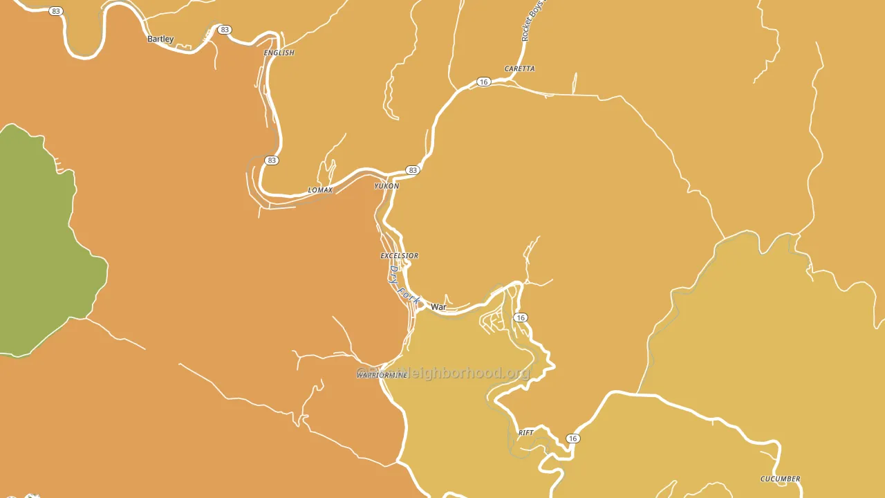 War, WV block-group voter-turnout map