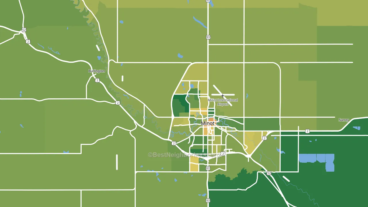 Ward County, ND block-group voter-turnout map