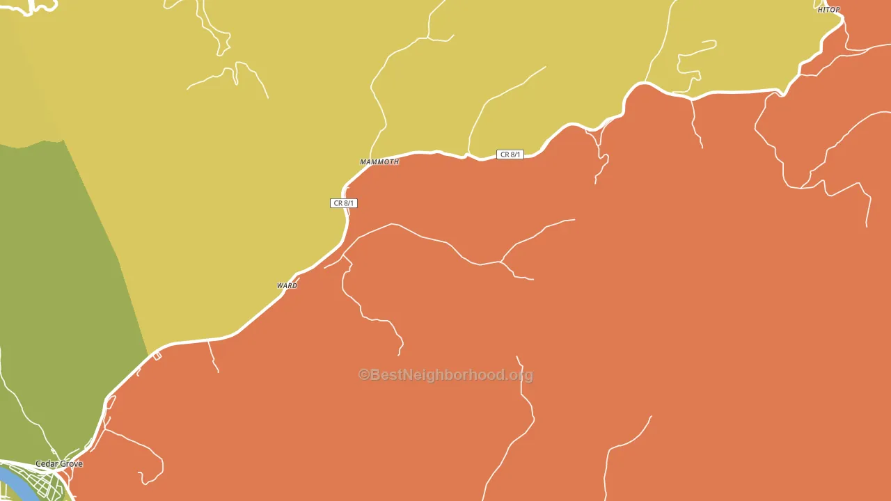 Ward, WV block-group voter-turnout map