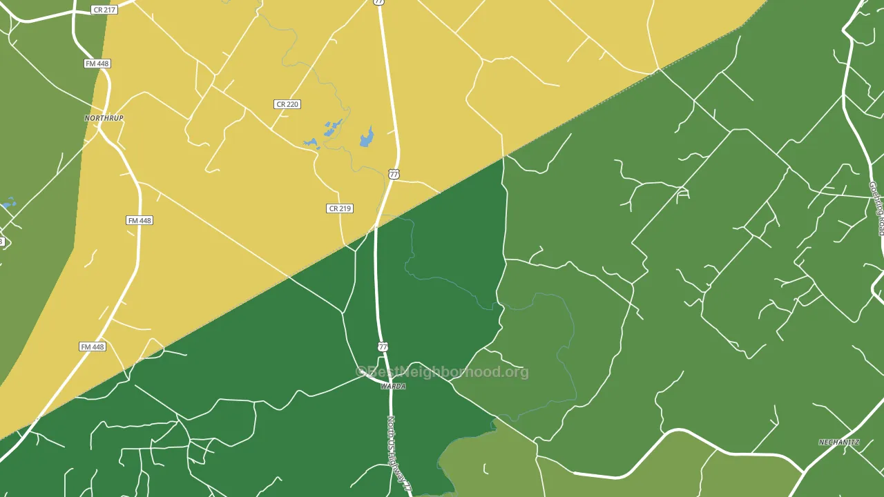 Warda, TX block-group voter-turnout map