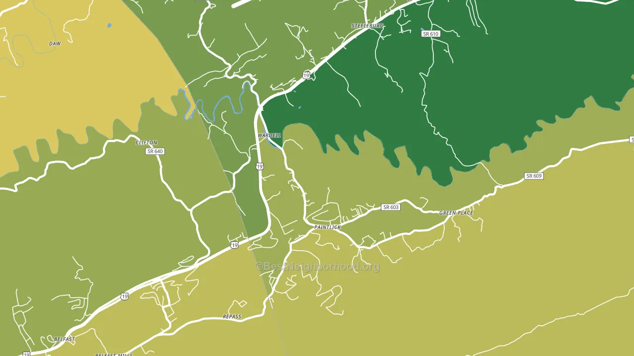 Wardell, VA block-group voter-turnout map